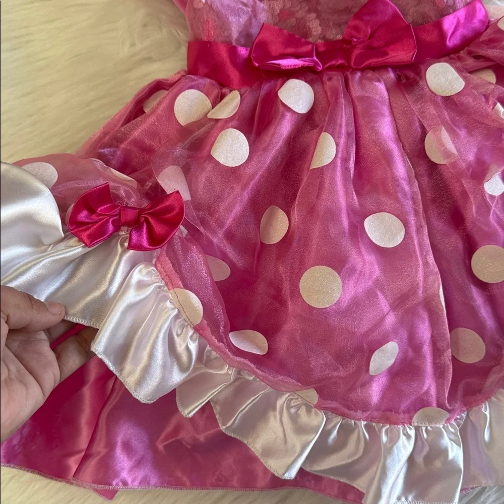 Disney Minnie Mouse Pink and White Polka Dot Costume Dress Size US 2